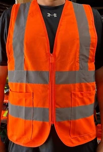 Crew Orange High Visibility Safety Vest With 2 Pockets - Picture 1 of 5