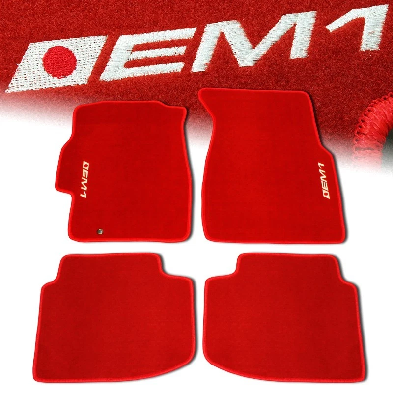 CUSTOM FIT FLOOR MATS NON SKID CARPET SET FOR 96-00 HONDA CIVIC EM1 4 PC SET RED Foto 1 de 2