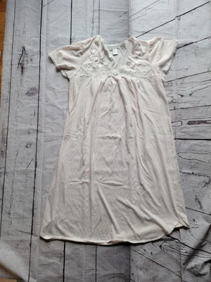 Vintage Womens  Nylon Nightgown Pink Rose Floral Miss Elaine embroidery Size M - Image 1 of 4