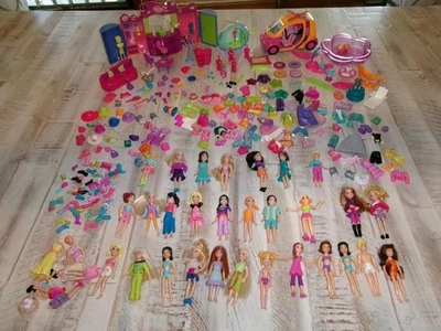 Vintage 2000's Polly Pocket Dolls Clothing Accessories Furniture Large Mixed Lot - Image 1 of 4