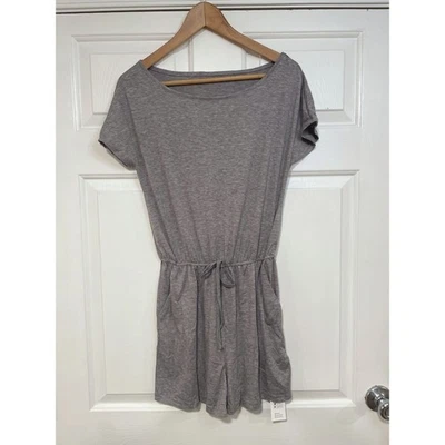 全新 Cupshe XS 灰色抽绳腰短袖弹力连身裤口袋 舒适 — 第 1/4 张图片