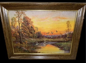 “On the Wing" W.M. Thompson 1957 Framed Art Picture Vintage 11”x14” Estate - Picture 1 of 3