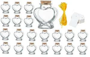 Mini heart jars small heart shaped glass jars with cork lids candy jars brida... - Bild 1 von 5