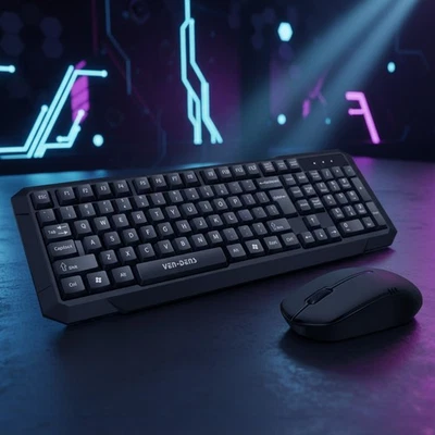Ven-Dens Wireless Keyboard & Mouse Combo | 2.4GHz, 10m Range, USB Nano Receiver - Image 1 of 4