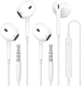 3,5 mm Klinke Kopfhörer Ohrhörer Kabelgebunden Mikrofon Lautstärke für iPhone, iPad, Android - 2 Stück - Bild 1 von 7