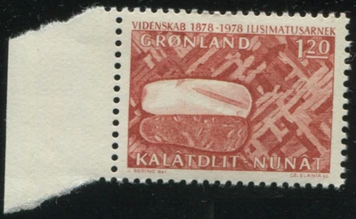 Greenland 1978 MNH 1.20k Meteorite Discovery Scott 82 Slania Engraved Margin - Image 1 of 2