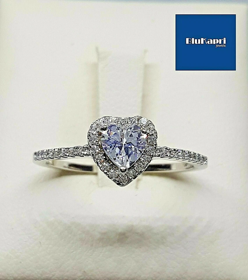 Anello Donna In Argento 925 SOLITARIO Cuore con Zirconi bianchi - Immagine 1 di 4