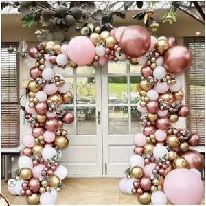 183 pcs Pink Gold Balloon Garland Arch Kit Confetti Metallic Party Birthday Baby - Picture 1 of 1