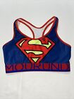 Under Armour Rare Superman Blue Sports Bra Spellout Logo Band Size Small