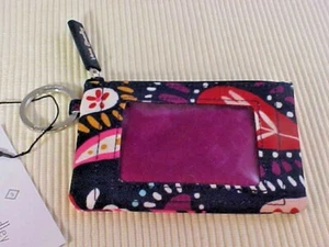 Estuche de identificación con cremallera Vera Bradley pintado cachemira 23408-N66 cierre con cremallera ventana transparente - Imagen 1 de 5