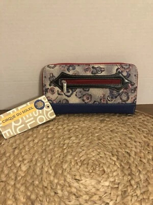 Bolso sin asas/cartera Cirque Du Soleil de Joanel ~ varios bolsillos CC y chequera ~ cremallera Foto 1 de 3