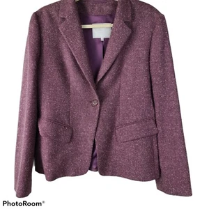 NUEVO SIN ETIQUETAS Chaqueta Blazer Mezcla de Lana Your Nom Para Mujer US 12 EUR 42 Púrpura Rosa  - Imagen 1 de 7