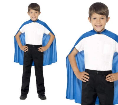 Blue Childrens Cape Superhero Fancy Dress Kids Accessory One Size - Image 1 of 2