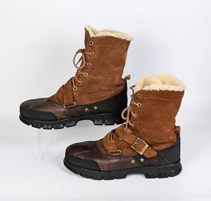 Polo by Ralph Lauren Tavin Rollover Shearling Brown Suede Men's Boots size 11D - Picture 1 of 6