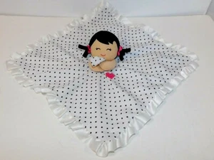 Carters black white polka dot Girl Rattle security blanket Lovey nunu Toy - Picture 1 of 6