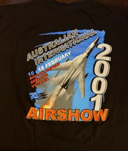 AUSTRALIAN INTERNATIONAL AIRSHOW Vintage 2001 T-Shirt RAAF F-111 Print Sz. Large - Picture 1 of 8