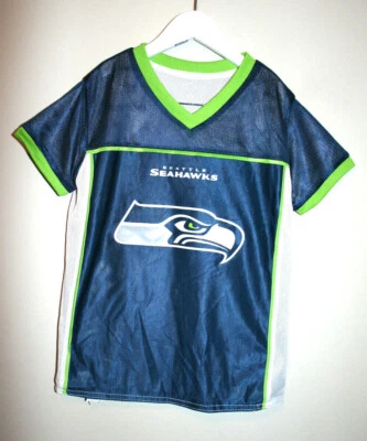 Camiseta de fútbol americano reversible pequeña S/M mediana con bandera de los Seattle Seahawks de la NFL para jóvenes niños Foto 1 de 4