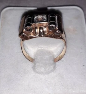 RAFFINATO ANELLO ANTICO INIZIO SEC. XX ORO G/B 18KT ZIRCONE TAGLIO A BRILLANTE - Picture 1 of 7