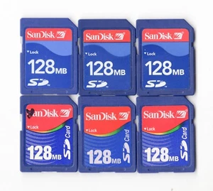 Lot Of 6x SanDisk 128MB MEGABYTE SD Camera Memory Cards - Picture 1 of 1