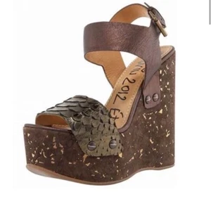 Lanvin Snake And Cork Wedge Heels Size 7 - Picture 1 of 10