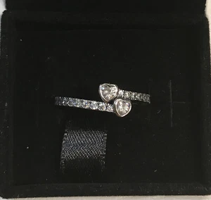 Pandora Two Sparkling Hearts Ring #191023CZ +Gift Box +Polish Cloth +Tag ~Size - Picture 1 of 8