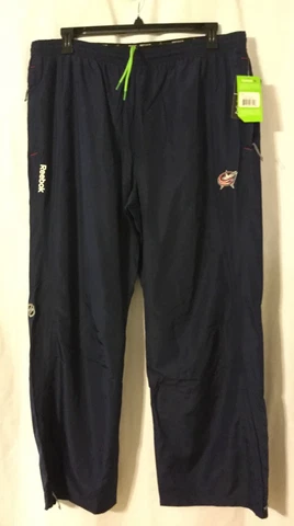 NWT Columbus Blue Jackets Navy Blue Jogging Wind Pants XXL 2XL Reebok Center Ice Cover