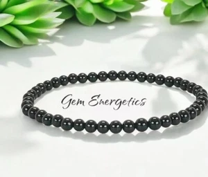 Black Tourmaline Bracelet Gemstone Bracelet Chakra Reiki Healing 4, 6, 8, 10mm. - Picture 1 of 4