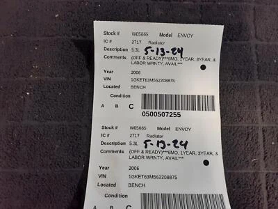 Used Radiator fits: 2006 Gmc Envoy 5.3 Grade C - Image 1 of 4