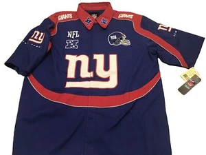 NY Giants NFL Team Apparel Snap Button Short Sleeve Collared Shirt Blue Red - Bild 1 von 8