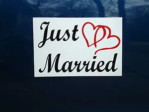 JUST MARRIED CAR MAGNETIC SIGN 8"X12" (2 Color) w/Hearts FREE SHIPPING! Wedding - Picture 1 of 3