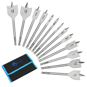 13 Piece Spade Drill Bit Sets, Paddle Flat Bit for Hole Cutter Woodworking, 1/4" - Picture 1 of 12