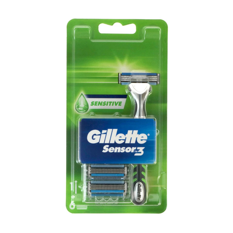 Gillette Sensor 3 Sensitive Rasierer + 6 Rasierklingen EAN7702018589043 - Bild 1 von 1
