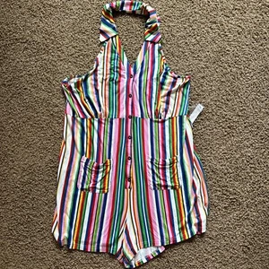 Modcloth Multi color Stripe Halter Style Knit Romper 3X NEW NWT - Picture 1 of 6
