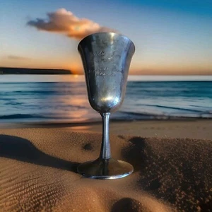 Crescent Silver Wedding Chalice 1965 "Me olua ka howoli Amau loa" Jodie & Tom  - Picture 1 of 7