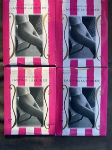 4 Pair Victoria's Secret Lasting Luxuries Large Control-top Pantyhose Cream Navy - Picture 1 of 1