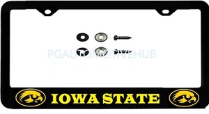 License Plate Frame Stainless Steel Vinyl Lettering FOR Iowa State - Foto 1 di 3