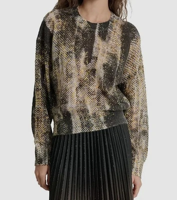 DKNY Womens Black Brushed Print Pullover Sweater Size M - Image 1 of 3