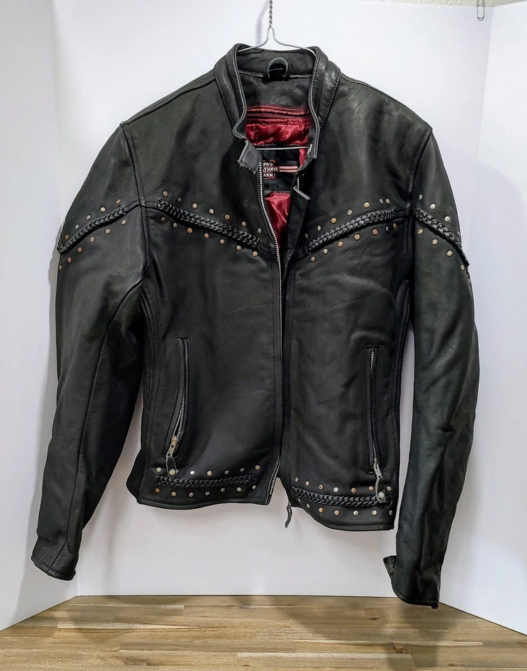 Black Leather Motorcycle Biker Jacket Patina Women's Size XL Papa's Leather Barn - Image 1 of 4