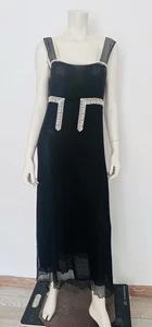 Vestido midi Alberta Ferretti Philosophy negro elegante bordado seda talla 42 S - Imagen 1 de 24