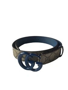 Cinturón Gucci Marmont Beige Ébano Y Azul Hebilla 80/32 Nueva Caja Bolsa de Papel PVP £415 - Imagen 1 de 5