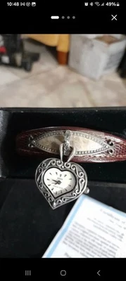 NEW ECCLISSE Sterling Silver Heart Shape Ladies Wrist Watch COMPLETE IN BOX Sz 8 - Image 1 of 4