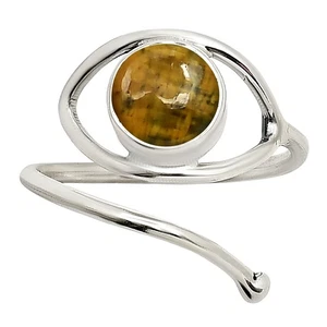 Eye Adjustable - Natural Nellite 925 Sterling Silver Ring s.6 Jewelry R-1254 - Picture 1 of 5
