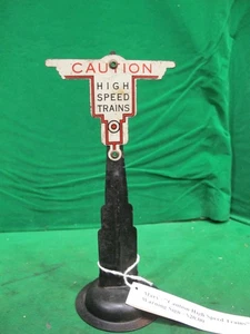 Letrero de trenes de alta velocidad de precaución de trenes Marx de colección negro - Imagen 1 de 9