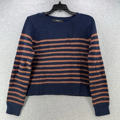 Forver 21 Womens Knit Sweater Medium M Long Sleeve Striped Navy Blue - Image 1 of 4