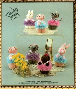 Dance Fever Miniature Dolls Soft Sculpture Pattern Cottage Bunny Pig Mouse - Picture 1 of 3