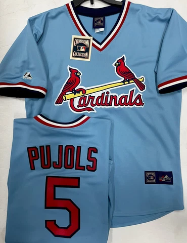 ALBERT PUJOLS ST LOUIS CARDINALS COOPERSTOWN BLUE JERSEY NEW W TAGS MAJESTIC Cover