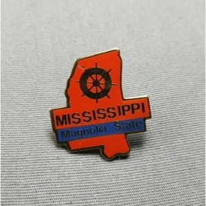 MS Mississippi Cutout Magnolia State Enamel Lapel Hat Jacket Pin - Picture 1 of 2