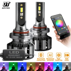 2-in-1 9006 CSP LED Headlight Fog Light Low Beam+RGB Bluetooth Phone Control - Picture 1 of 9