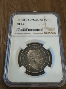 1919R Italiana Somalia Una Rupia - Vittorio Emanuele III - NGC XF 45. Beautiful - Picture 1 of 4