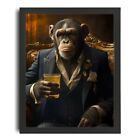Gangster Chimp Art Print Vintage Monkey Portrait Animal Wall Art Chimp Poster